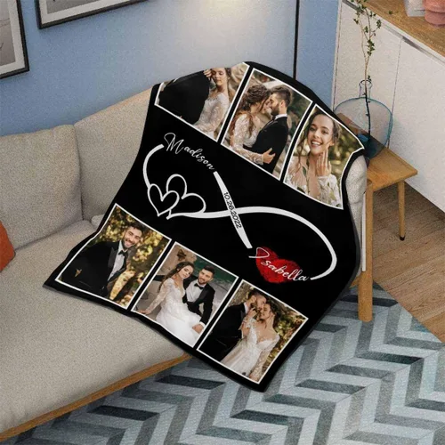 Miniatura 3 de InterestPrint Manta de fotos personalizada para pareja, novio, novia, manta personalizada de 6 fotos, manta personalizada de aniversario y boda