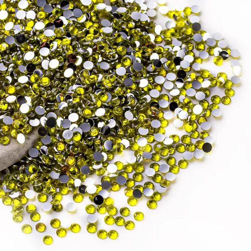 Miniatura 64 de Diamantes de imitación AB verdes a granel, 5000 piezas de diamantes de imitación de fondo plano redondos de gelatina AB sin fijación térmica, gemas