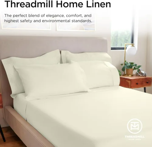 Miniatura 7 de Threadmill Sábanas de Algodón 100% para Cama Tamaño Full - Juego de Sábanas Full de 600 Hilos con Bolsillo Profundo de 16" - Juego de Ropa de Cama
