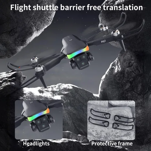 Miniatura 6 de Mini dron con cámara 1080P para adultos y principiantes, dron cuadricóptero FPV con luz LED RGB para principiantes, despegue/aterrizaje con una Negro