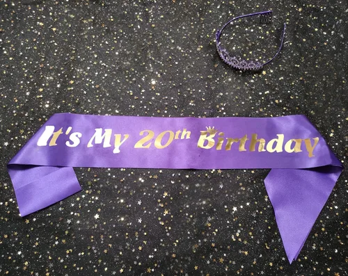 Miniatura 3 de Suministros para fiesta de cumpleaños número 20 para mujer, banda de feliz cumpleaños 20 y tiara de cumpleaños, coronas de princesa, decoraciones