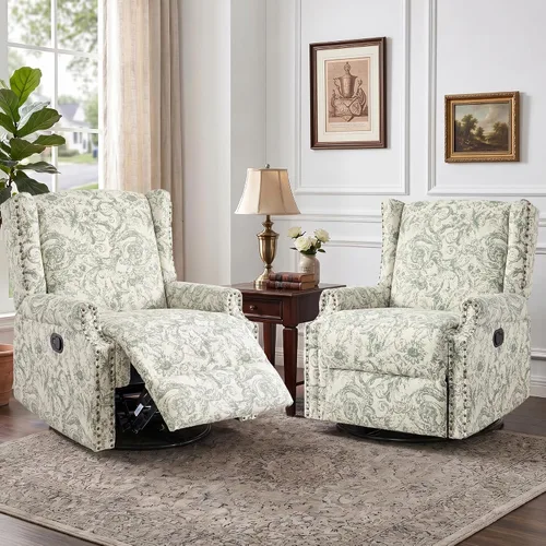 Miniatura 67 de Silla decorativa floral con respaldo alto, sillón tapizado con patas de madera maciza, cómodo sofá individual de lectura con respaldo alado