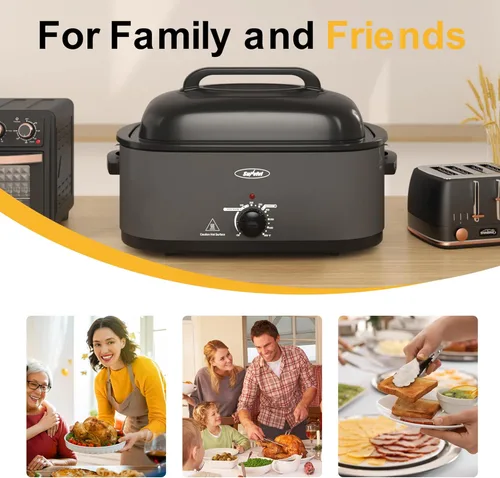 Miniatura 7 de Horno tostador Sunvivi, horno tostador eléctrico con tapa de visualización, tostadores de pavo de 30 libras y 26 cuartos de galón con función única