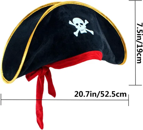 Miniatura 6 de M&G House Sombreros de pirata de Halloween Caribbean Black Pirate Cap Pirata Accesorios Divertidos Sombrero de Fiesta Disfraz Adulto Niño