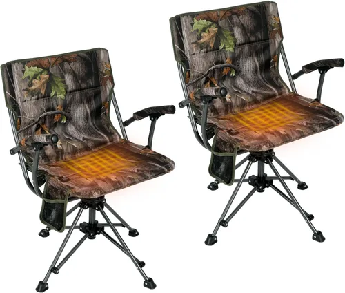 Miniatura 8 de REDCAMP Silla giratoria de caza de 360 grados para persianas, asientos de caza plegables con reposabrazos para acampar mochileros pesca