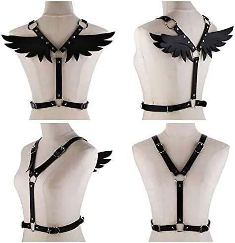 Miniatura 7 de Arnés de cuerpo de ala de ángel punk, cinturón de cadena de vientre, accesorios de joyería rave, traje de Halloween