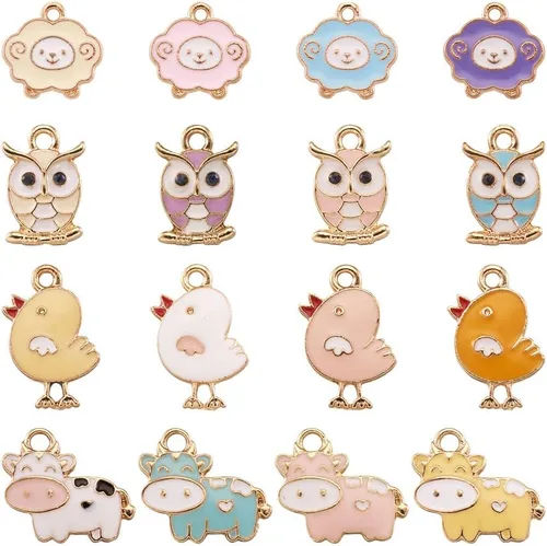 Miniatura 2 de Beadthoven - Colgantes esmaltados pequeños de metal dorado para bricolaje, collares, aretes, pulseras, suministros de fabricación de joyas, Metal