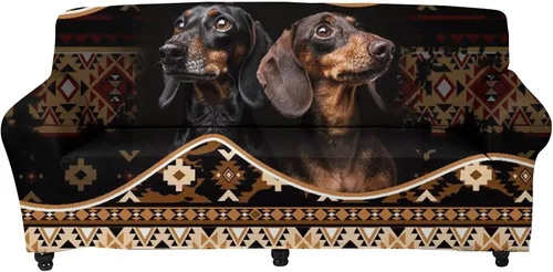 Miniatura 39 de Forchrinse Funda de sofá con estampado navajo africano para sofá de 1 cojín, funda elástica para sofá, protector de muebles para casa rural, hogar
