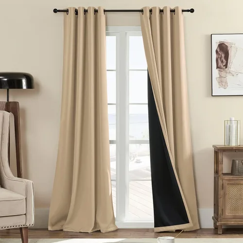 Miniatura 49 de Rutterllow - Cortinas 100% opacas, paneles de cortina con ojales, aislamiento térmico y bloqueo de luz para habitación y sala de estar