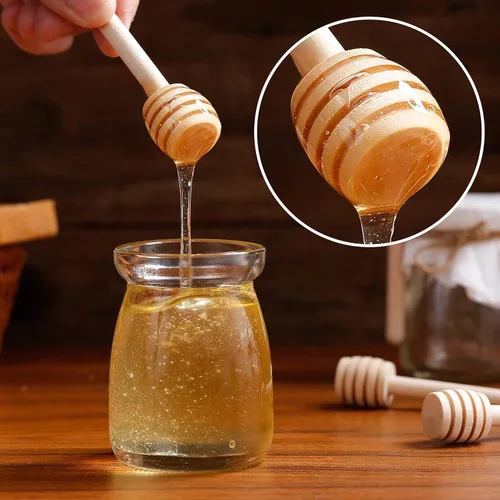Miniatura 3 de 48 palitos de miel, mini palito de panal de madera de 3 pulgadas, cucharas de miel pequeñas agitador para tarro de miel, dispensar miel y regalos
