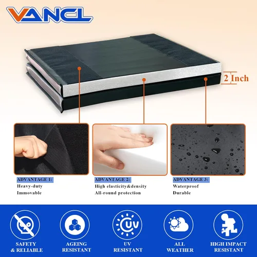 Miniatura 3 de Almohadillas de pared acolchadas para gimnasio, alfombrillas de pared de baloncesto, almohadillas de pared de espuma de 2 pulgadas de grosor, Negro