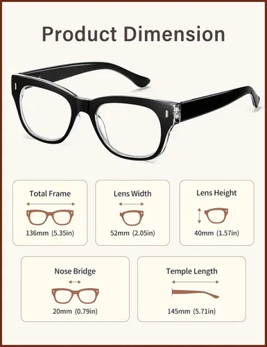 Miniatura 5 de Madison Avenue Lentes de lectura retro con bloqueo de luz azul para mujer, bisagra de resorte con funda, elegantes lentes para lectura de computadora