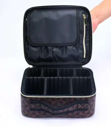 Miniatura 4 de Estuche de maquillaje de viaje, estuche organizador de cosméticos de maquillaje, bolsa de almacenamiento portátil para artistas con divisores