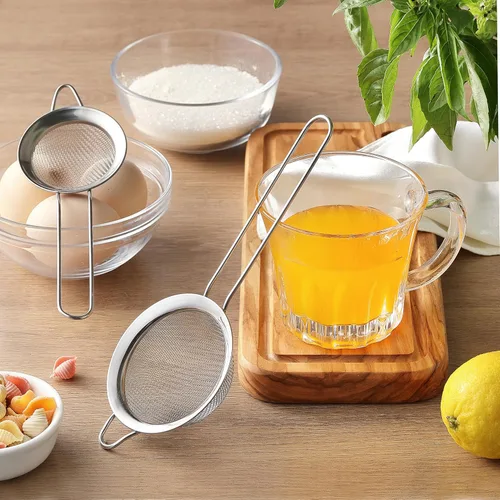 Miniatura 9 de Paquete de 2 coladores de malla fina, mini colador de acero inoxidable con asa para cocina, tamices de metal para colar té, matcha, cóctel, jugo