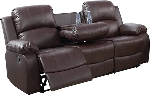 Miniatura 21 de Juego de muebles de sala de estar de cuero reconstituido con sofá reclinable, juego de sofá reclinable, silla de dos cuerpos, juegos de muebles