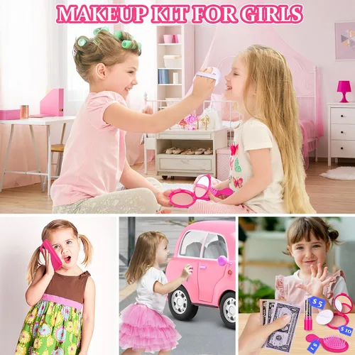Miniatura 4 de GJZZ Bolsa de juego para niñas pequeñas, juego de monedero para niños pequeños, juguetes de maquillaje para niñas de 3, 4, 5, 6, 7 años, regalo