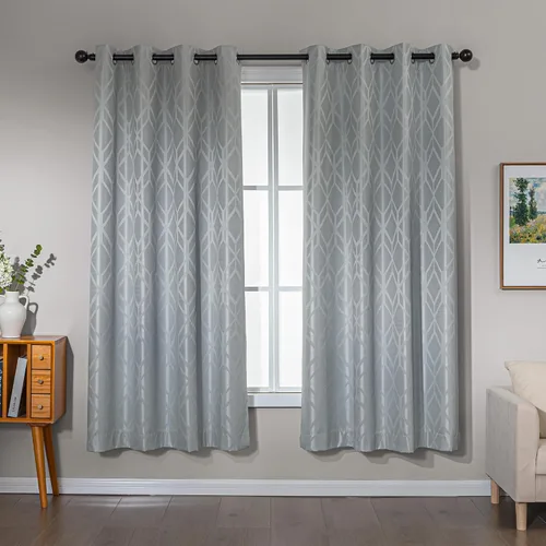Miniatura 22 de Amazon Basics Cortinas Jacquard 100% opacas de 2 piezas, cortinas para sala de estar y dormitorio, tratamiento de ventana con aislamiento térmico