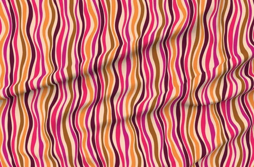 Miniatura 4 de Spoonflower Tela – Rayas psicodélicas retro vintage olas Groovy 70s tonos cálidos impresos en tela de algodón de la firma de pétalos por The Yard