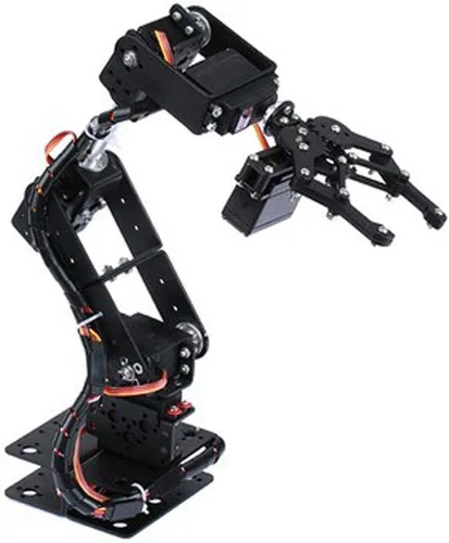 Miniatura 6 de Brazo mecánico negro, engranaje de dirección analógica MG996, kit de garra de brazo mecánico 6DOF manipulador DOF piezas de robot industrial