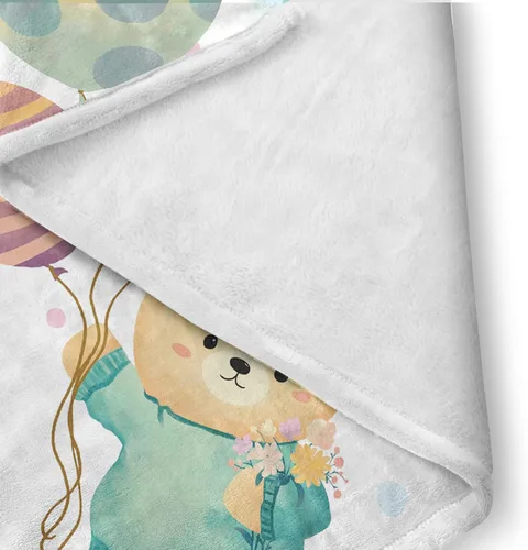 Miniatura 6 de Juego de ropa de cuna personalizado Duckbe - Diseño de oso con nombre personalizado para guardería de bebé, juego de 3 piezas - Manta suave