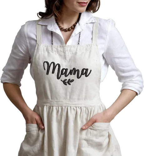 Miniatura 10 de GODMERCH Delantal bordado personalizado: diseña tu propio texto, delantal de cocina personalizado para mujeres, día de la madre, Navidad