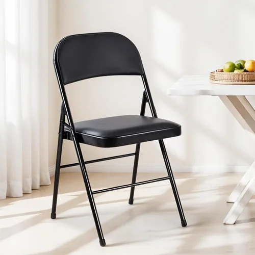 Miniatura 7 de YSSOA Paquete de 2 sillas plegables con asientos acolchados de vinilo y marco de metal duradero para fiestas en interiores y exteriores, hogar