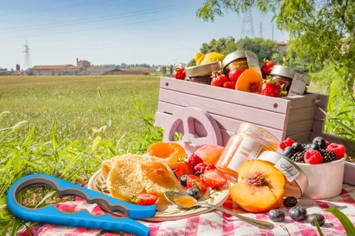 Miniatura 7 de Bloss abridor antideslizante de tarros, removedor de tapas de frascos, abridor de latas de goma, agarres de cocina para quitar tapas, tapas y Azul