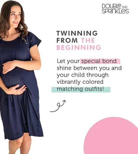 Miniatura 2 de DOUBLE THE SPRINKLES Labor & Delivery Gown - Maternity Birthing Robe for Moms - Comfortable Nursing & Feeding Access