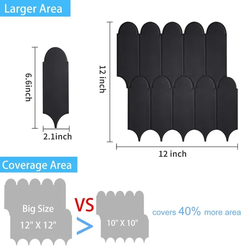 Miniatura 6 de Protector contra salpicaduras para cocina, diseño más grueso, protector contra salpicaduras de plumas negras mate de primera calidad, azulejos sin