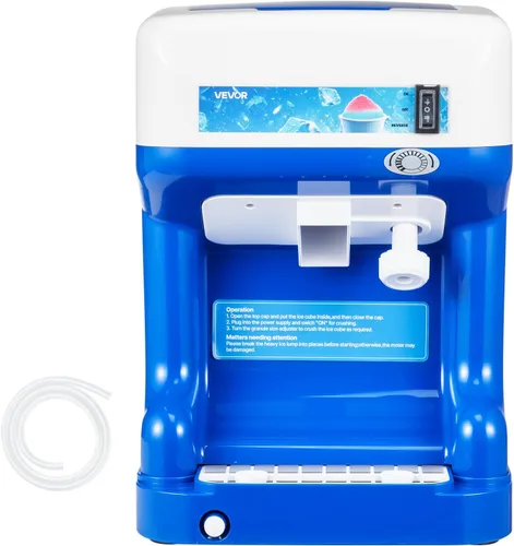 Miniatura 9 de VEVOR Trituradora de hielo comercial, máquina eléctrica de cono de nieve de 286 libras por hora con caja de cubitos de hielo de 2 L, máquina de Azul