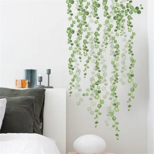 Miniatura 5 de Pegatina de pared de eucalipto de plantas verdes colgantes 3D acuarela plantas verdes vid calcomanía de pared extraíble DIY arte de pared para sala