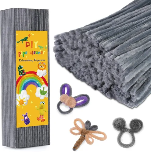 Miniatura 10 de Iuuidu 300 piezas de tallos de felpilla para limpiar pipas amarillas, suministros de manualidades, cepillo limpiador de tuberías para bricolaje