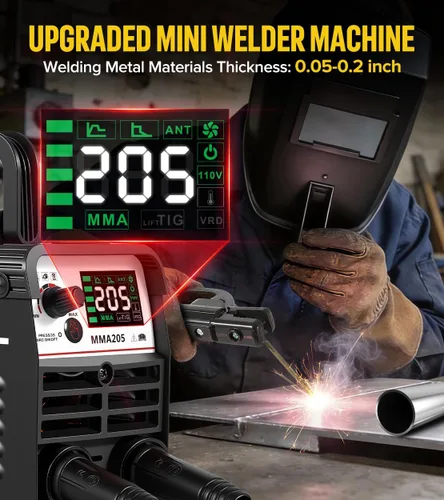 Miniatura 2 de HONE Máquina de Soldadura MINI Mejorada, 205 Amperios Incluye 25 Varillas Soldador de Electrodo con Soldadura Lift Tig, Máquina Soldadora Mini