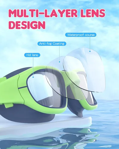 Miniatura 3 de Gafas de natación para niños, gafas de natación para niños de 6 a 14 años, gafas de piscina con protección UV antivaho para niños y niñas Azul