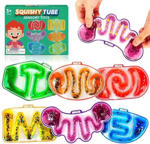 Miniatura 7 de LESONG - Juguete sensorial para la ansiedad, para niños autistas con necesidades especiales, alivio de estrés y ansiedad, tubo sensorial