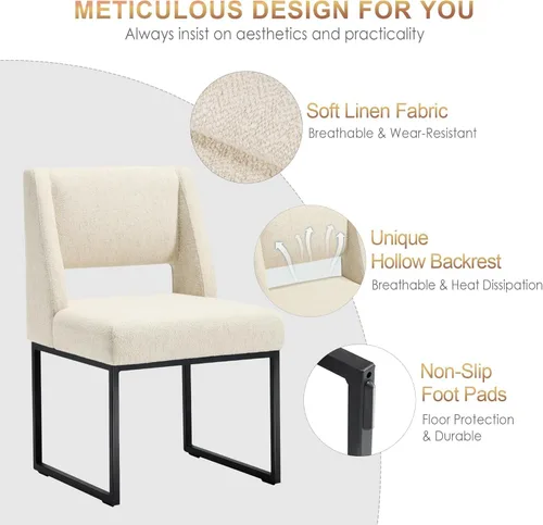 Miniatura 5 de Zesthouse Juego de 6 sillas de comedor modernas de piel sintética, cómodas sillas de cocina marrones con patas de metal inoxidable, sillas laterales