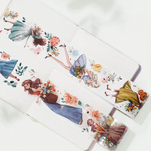 Miniatura 3 de WT Cinta Washi Carefree, Diseños Originales, Figuras de Personajes Niñas Decorativas, Manualidades, Suministros para Planificador Bujo, Cinta