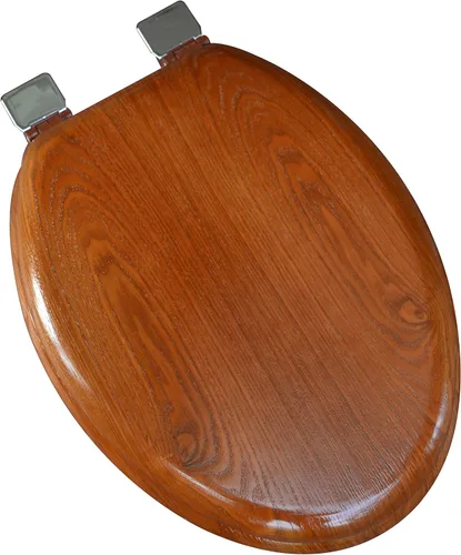 Miniatura 10 de 5Q1E1-17BR - Asiento de inodoro de madera natural con acabado decorativo, incluye bisagra Vari-Adjust Lok-Down R'N'C, alargado, roble claro