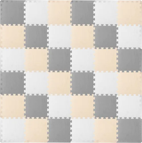 Miniatura 16 de ProSource Alfombra de espuma para rompecabezas para niños y bebés con colores sólidos, 36 o 16 azulejos encajables con bordes, Negro/Gris/Blanco