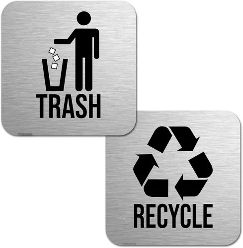 Imanes de reciclaje y basura para botes de basura de cocina y contenedores de reciclaje, combo de imanes de basura y reciclaje para interiores con
