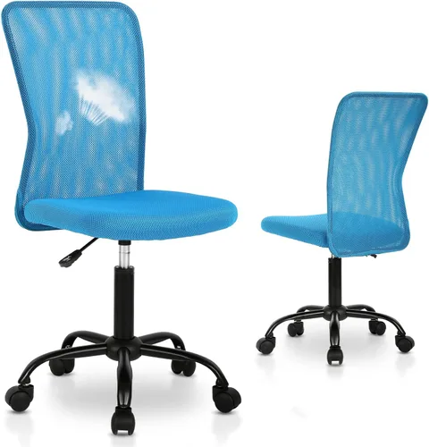 Miniatura 13 de Silla de oficina enrollable sin brazos de malla pequeña, silla de computadora ergonómica, sillas de oficina giratorias sin brazos con soporte Blanco