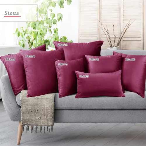 Miniatura 6 de Nestl Fundas de cojín decorativas, acogedoras fundas de cojín de terciopelo magenta de 51 x 51 cm, suaves fundas de cojín sólidas para sofá, cama
