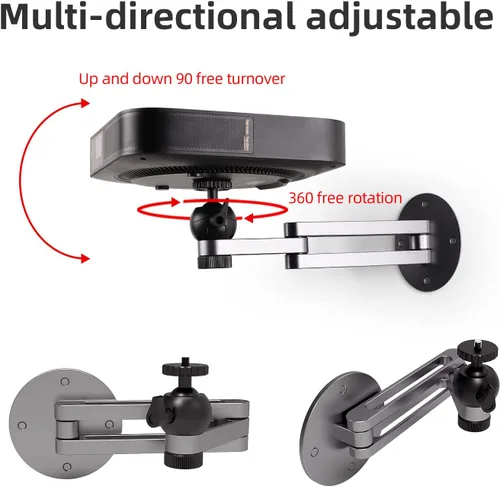Miniatura 2 de Soporte de pared plegable para proyector de aleación de aluminio, soporte de pared ajustable para proyector, soporte de proyector universal