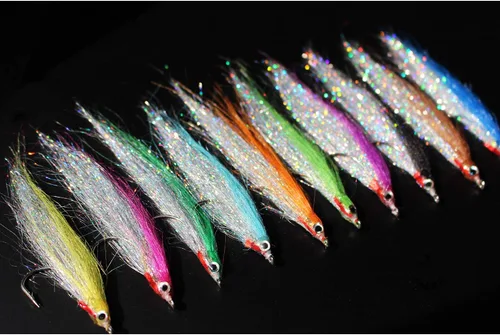 Miniatura 5 de Tigofly 10 piezas 10 colores 1/0 1.6 in gancho de alto carbono Holo plata salmón trucha lubina Steelhead Minnow pesca moscas señuelo conjunto