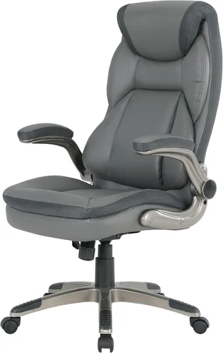 Miniatura 8 de Office Star ECH Series - Silla de oficina ejecutiva de cuero regenerado con soporte lumbar y brazos acolchados ajustables en altura, carbón con base