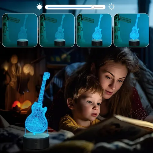 Miniatura 2 de Attivolife Lámpara de guitarra de regalo para guitarra eléctrica, luz nocturna 3D con control remoto + temporizador, lámpara de escritorio que