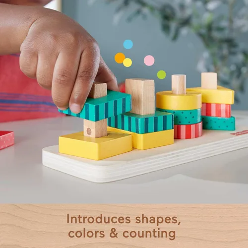 Miniatura 4 de Fisher-Price Juguete Apilador de Formas de Madera para Niños Pequeños, Actividad de Clasificación de Madera de 13 Piezas para Juego de Motricidad