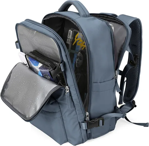 Miniatura 32 de WONHOX - Mochila grande, aprobada para vuelo, unisex, para viajes, trabajo, negocios o laptop, a1-Negro, Medium