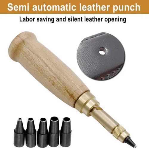 Miniatura 5 de Teng Lang Herramienta de encuadernación de cuero con agujero de tornillo ajustable, perforadora de papel, perforadores de manualidades, 6 puntas