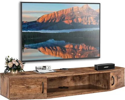 Miniatura 7 de FITUEYES Soporte de TV de 70 pulgadas, centro de entretenimiento flotante montado en la pared; estante de TV para consola debajo de TV para sala